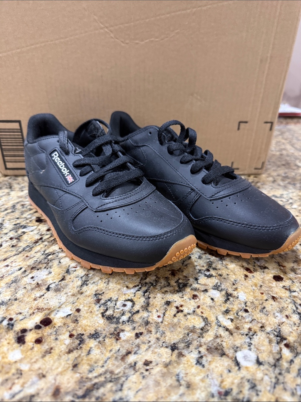 Reebok Black Leather Sneakers with Gum Outsole